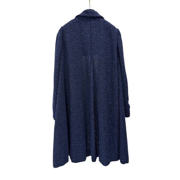 Elegant Chanel Navy Blue Tweed Mid-Length Coat - Size 50 - Picture 6 of 8